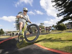 Bike rider on Leumeah pump track