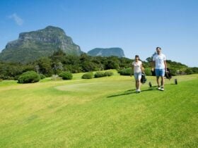 Couple enjoying a round of golf at Lord Howe Island Golf Course