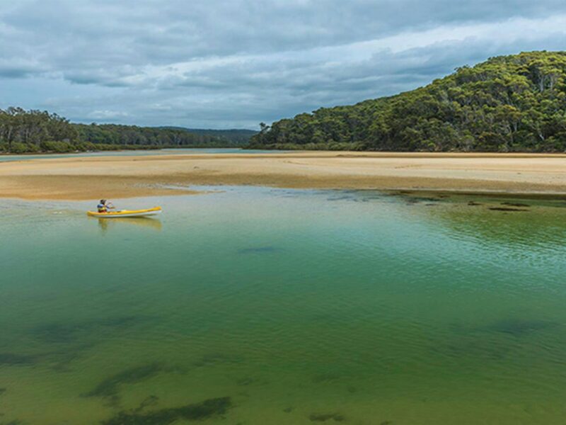 Person kayaking on Nelson Lagoon. Photo: David Finnegan © OEH