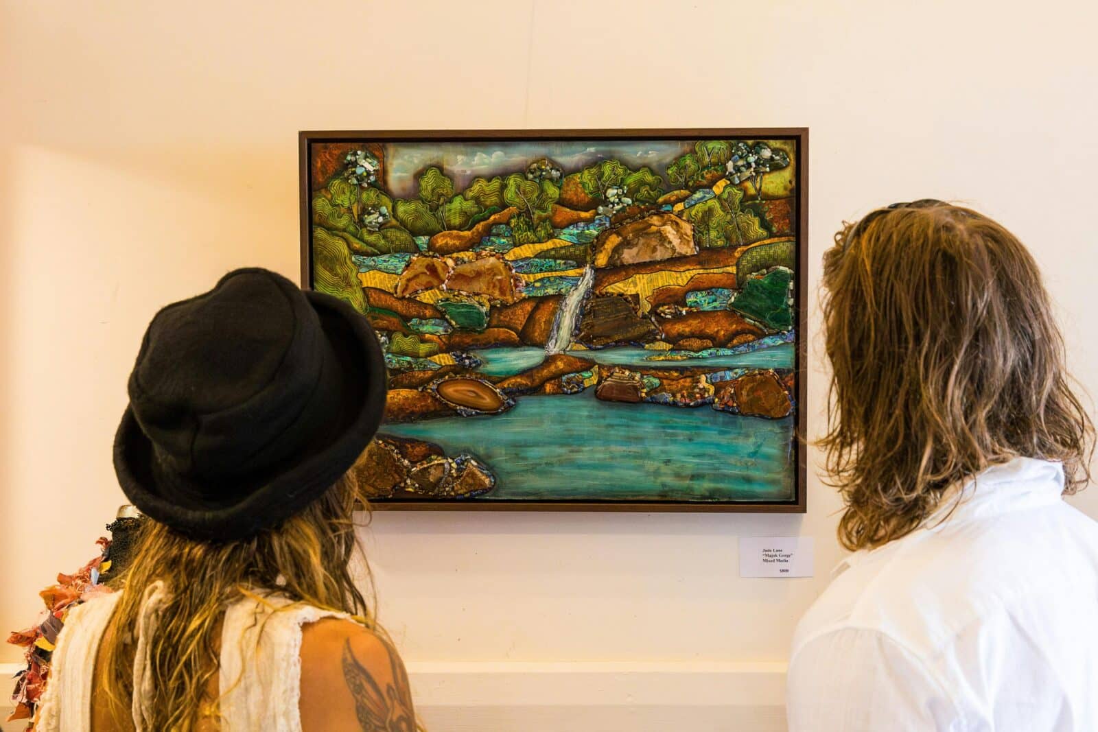 Couple admiring the beautiful artwork