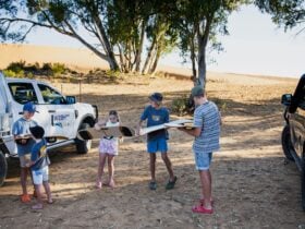 Family arriving at Sandhills