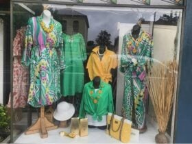 Clothes and accessories on display in the Simply Country shop winddow