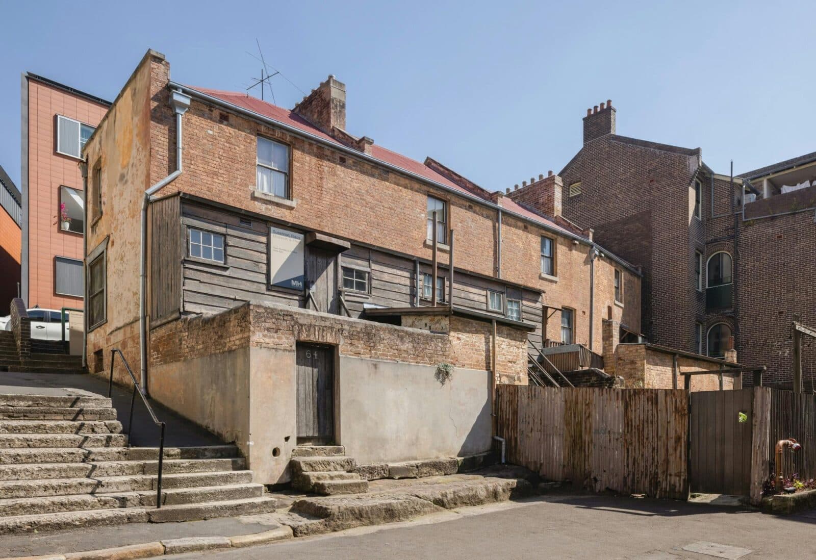 Exterior of historic working class houses
