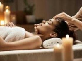 Lady laying on a massage table