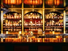 Bar with golden drinks