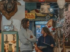 Young couple exploring the range of unique treasures