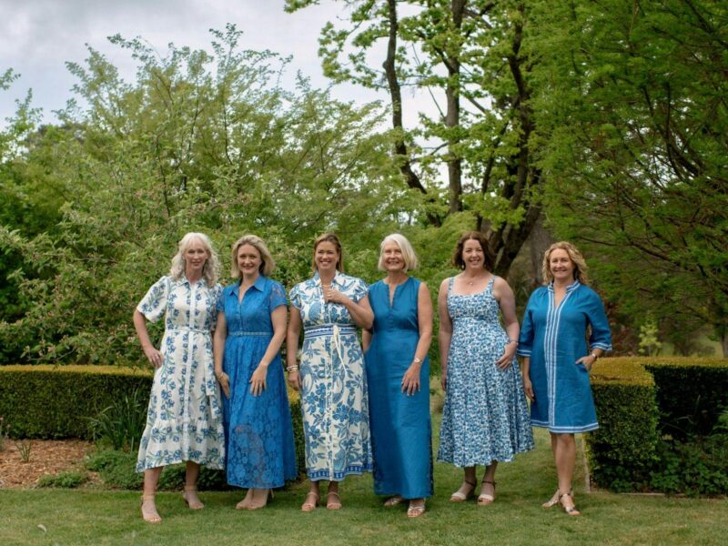 Zoe Clare local models all in blue showcasing the spring collection. All Australian designers.