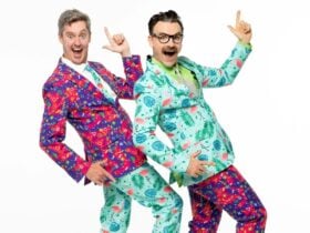 Two men in colorful suits