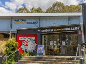 Entrance to the National Cartoon Gallery, WWII Bunker Coffs Harbour, National Holden Motor Museum