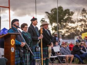 This is the offical party on stage at the opening of the annual games.