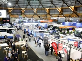 Images of vehicle and booth displays at the 2022 expo