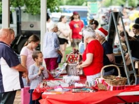 People walking street chrisstmas shopping night