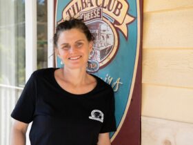 Erica outside Tilba Dairy