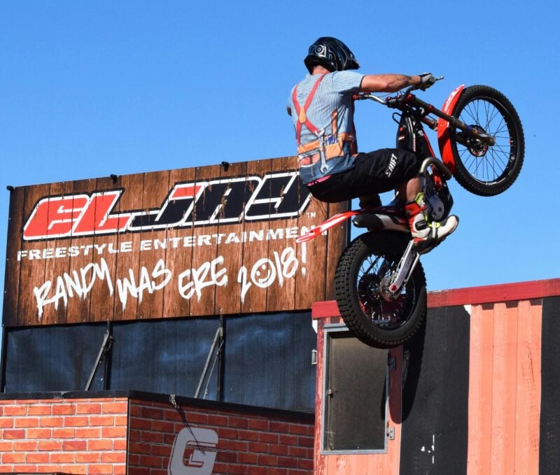 Man doing trick on motor bike