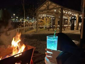 glowing cocktails at the brewhouse
