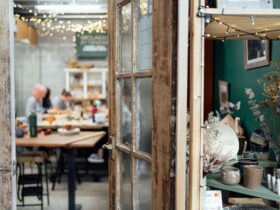 studio open door with people working inside