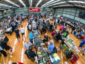 Aerial view of Collector Con Hall 2 showing traders and attendees