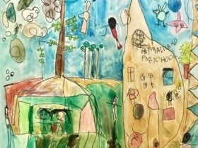 Belonging (Our Place), 2022, watercolour and felt tip on canvas