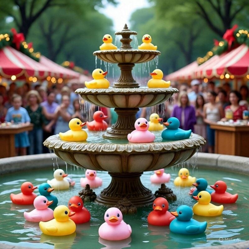 Ducks in a Fountain