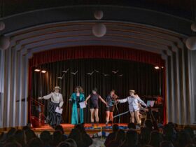 Five figures on Art Deco Stage