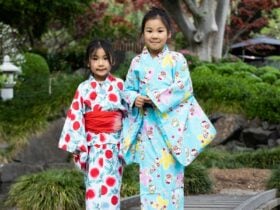 Image of two children dressed in traditional kimonos at Campbelltown Arts Centre