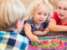 Kids playing board game