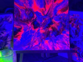 using glowing paint, uv light