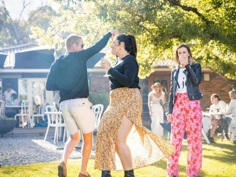 couple dancing in gardens at Cellar Door in Orange NSW