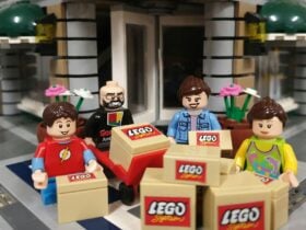 Family with LEGO gifts