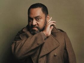 A close shot of a man in a big coat