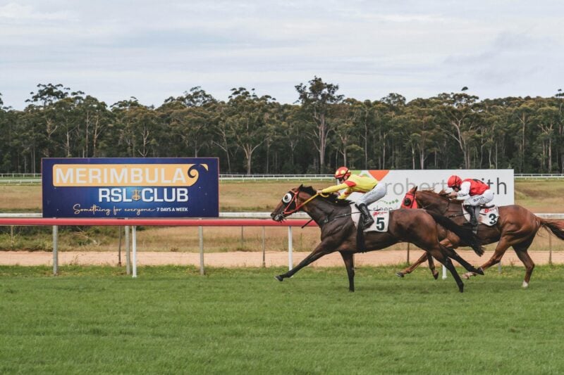 Racing along the straight at Sapphire Coast Turf Club