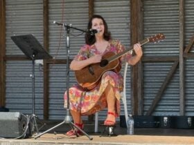 Alison Evendon on the Chook Shed stage at Douglas Vale