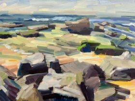 Painting of rocks and water by Adele Merdjanic