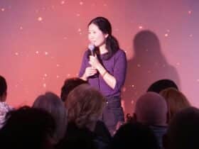 Comedian Thao Cao performing stand-up comedt at Crown Hotel, Surry Hills