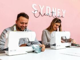 Participants sewing