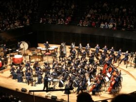 Shanghai Chinese Orchestra performing live with traditional Chinese instruments, percussion, strings