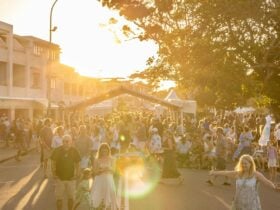 Sunlight with lots of people at a festival