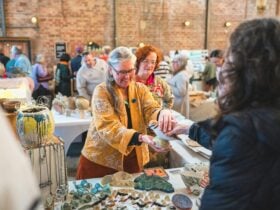 people at the market stall