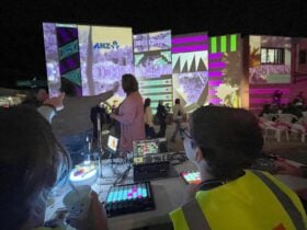 Young people create custom video projections at the Southern Lights Festival