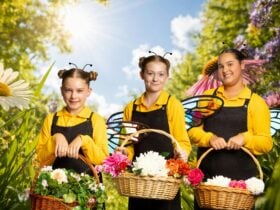 3 girls dressed as bees