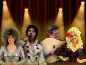 Four tribute musicians on stage