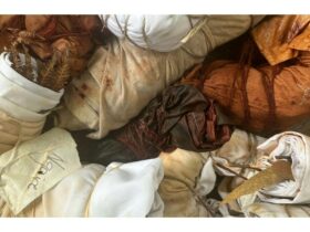 Image of bundles of fabric with natural dyes