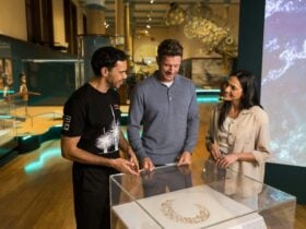 Visitors exploring the Garrigarrang: Sea Country permanent exhibition