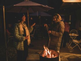 fire pit roasting marshmallow