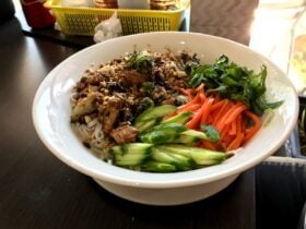 Rice noodles with vegetables