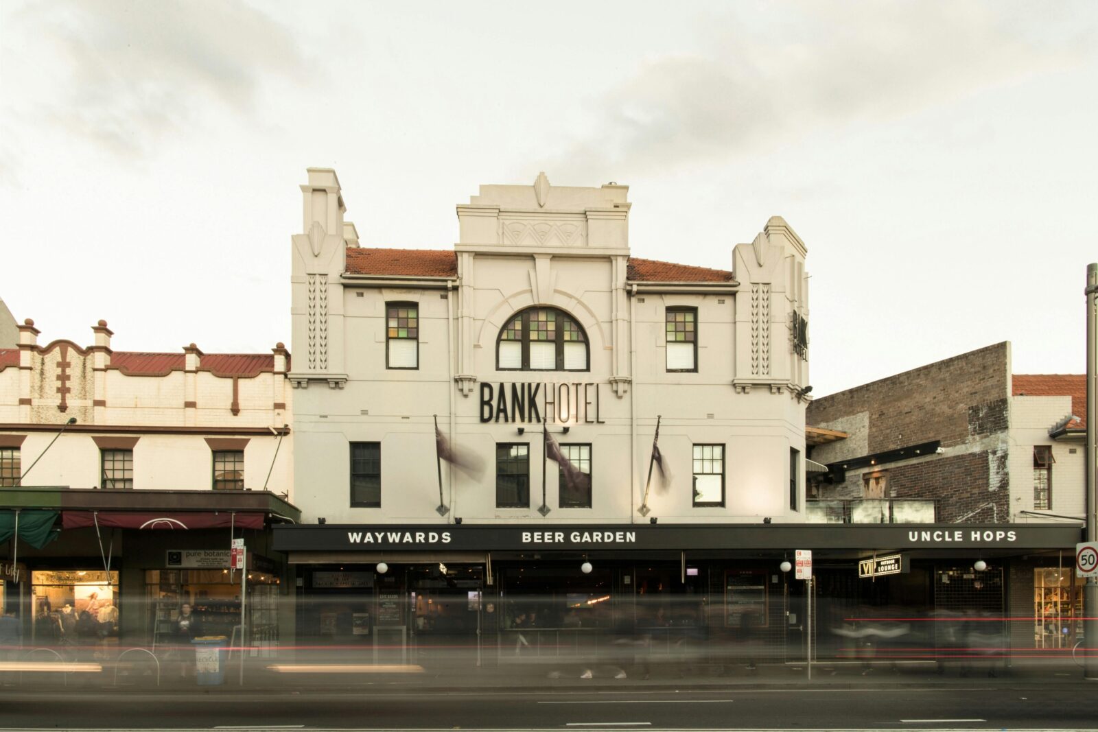 An exterior view of the Bank Hotel from King Street in Newtown