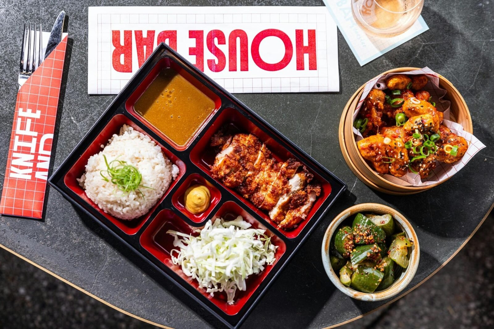 Food spread on table