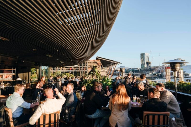 People on rooftop bar