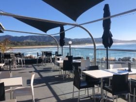 Restaurant deck overlooking the ocean