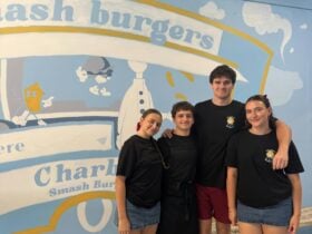 The young team at Charby's Burgers dishing up delicious burgers in Lismore